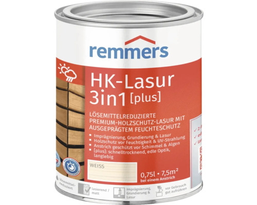 Lasure Remmers HK 3en1 [plus] blanc 750 ml