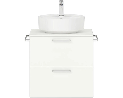 Badmöbel-Set NOBILIA Modern BxHxT 60 x 59,1 x 49 cm Frontfarbe weiß mit Aufsatz-Waschbecken Griff chrom matt 585
