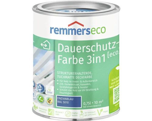 Peinture de protection durable [eco] Remmers bleu gentiane 750 ml