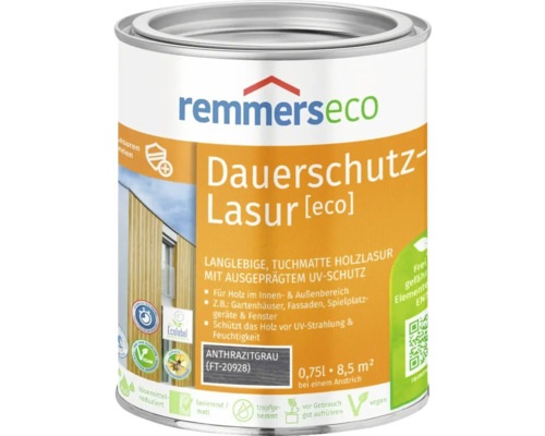 Lasure de protection durable [eco] Remmers anthracite 750 ml