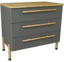 Commode avec trois tiroirs et poignées en bois