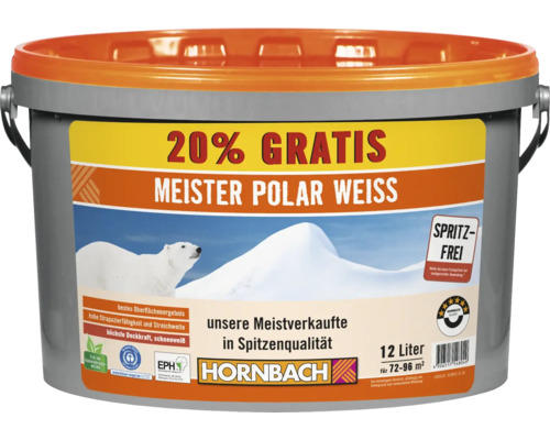 Peinture murale HORNBACH Meister blanc polaire sans éclaboussures sans conservateur 12 l