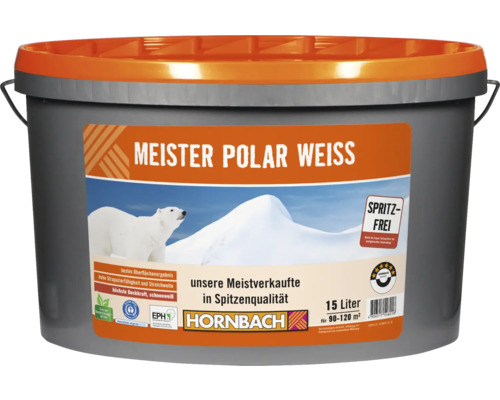 HORNBACH Wandfarbe Meister Polarweiß weiß spritzfrei konservierungsmittelfrei 15 L