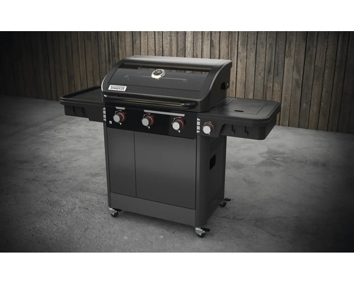 Gril à gaz foncé avec tablettes de rangement pour l''extérieur
