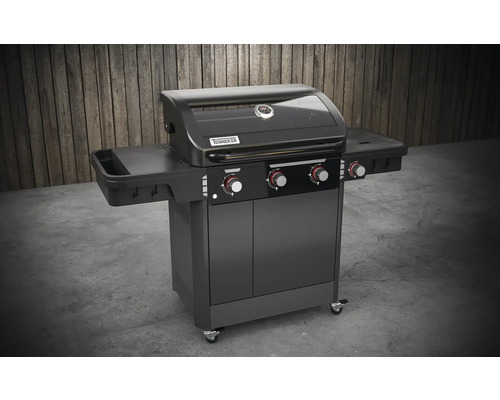 Barbecue à gaz Tennesser avec étagères latérales et armoire basse