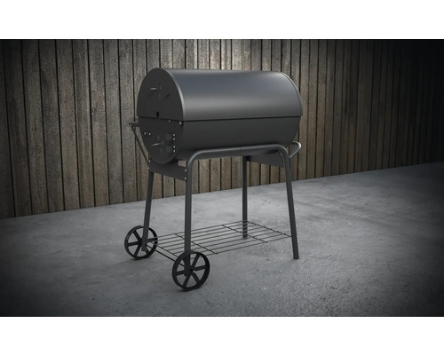 Barbecue pivotant avec grille de rangement et roues