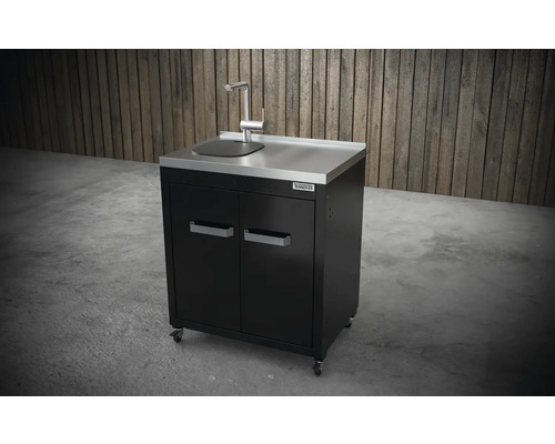 Spültisch mit Unterschrank, Spüle und Wasserhahn auf Rollen