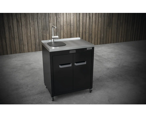 Waschtisch mit Spültischarmatur, Unterschrank und Rollen