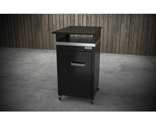 Schwarzer Unterschrank mit Schublade und Rollen