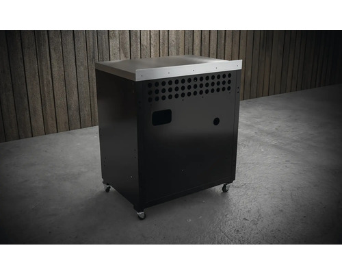 Grillunterschrank mit Rollen und Edelstahlplatte