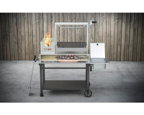 Chariot de barbecue avec charbon de bois et foyer