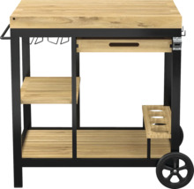 Chariot de service avec étagère en bois et tiroir
