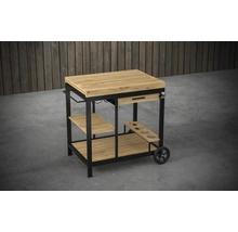 Table de grill avec surface de travail, tiroir et étagères