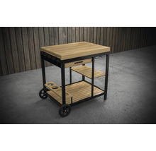 Chariot de service en métal et bois avec étagères et roulettes
