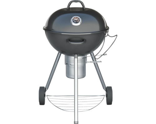 Barbecue au charbon de bois Tenneker® barbecue boule Black Moon Ø 58 cm thermomètre de couvercle et bac à cendres amovible noir