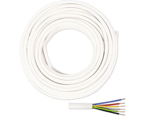 Conduit de tuyau YR 6x0,8mm 20 m blanc Câble téléphonique blanc en anneau et coupé avec plusieurs conducteurs internes colorés