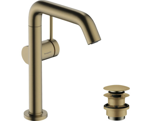 hansgrohe Waschtischarmatur TECTURIS S 210 Fine CoolStart EcoSmart+ mit Push-Open Ablaufgarnitur bronze gebürstet 73360140