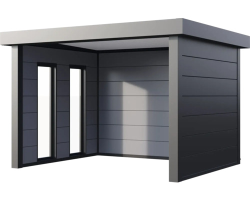 Tonnelle de jardin moderne avec toit plat et éléments muraux