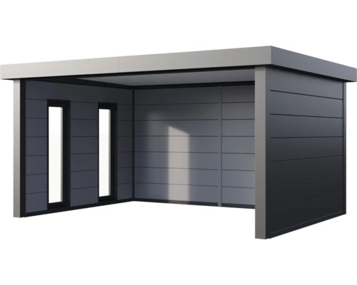 Abri de jardin moderne avec toit plat et deux fenêtres