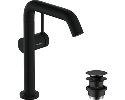 hansgrohe Waschtischarmatur TECTURIS S 210 Fine CoolStart EcoSmart+ mit Push-Open Ablaufgarnitur schwarz matt 73360670