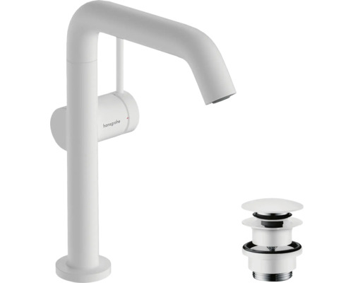 hansgrohe Waschtischarmatur TECTURIS S 210 Fine CoolStart EcoSmart+ mit Push-Open Ablaufgarnitur weiß matt 73360700