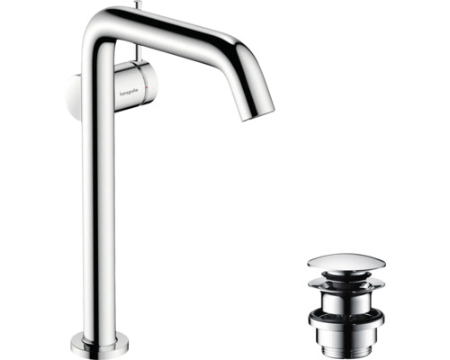 hansgrohe Waschtischarmatur für Aufsatzwaschtische TECTURIS S 240 Fine CoolStart EcoSmart+ mit Push-Open Ablaufgarnitur chrom 73370000