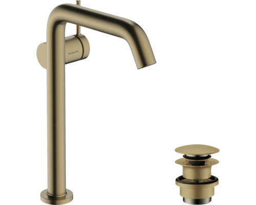 hansgrohe Waschtischarmatur für Aufsatzwaschtische TECTURIS S 240 Fine CoolStart EcoSmart+ mit Push-Open Ablaufgarnitur bronze gebürstet 73370140