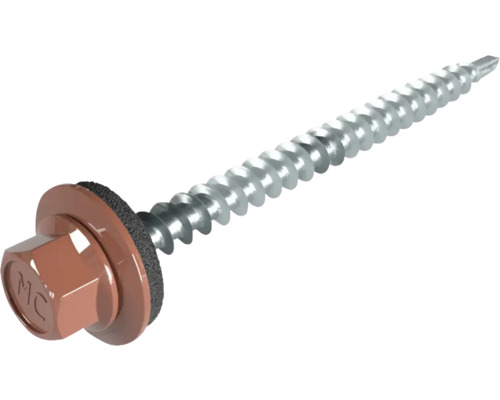 Vis PRECIT 4,8 mm x 60 mm brun rouge RAL 8012 paquet = 100 pces Vis de fixation de toit avec rondelle d''étanchéité
