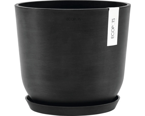 Schwarzer Pflanztopf mit Untersetzer