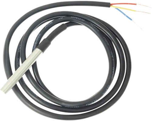 Accessoire encastré Shelly DS18B20 capteur de température 1 m pour Plus Add-on Sonde de température avec câble noir et fils exposés