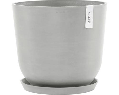 Grauer Pflanztopf mit Untersetzer