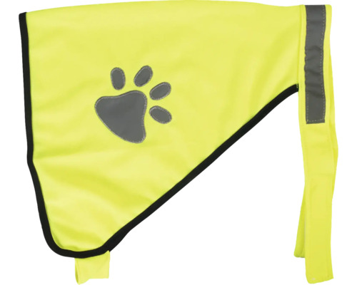 Sicherheitsweste Karlie Safety Vest M, reflektierend gelb, verstellbar mit Klettverschlüssen, Halsumfang ca. 41 - 50 cm, Brustumfang ca. 51 - 60 cm Gelbe Hundewarnweste mit Pfotenabdruck für Sichtbarkeit und Sicherheit