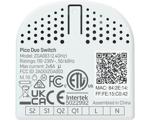 Pico Duo Schalter mit technischen Daten und Zertifizierungen