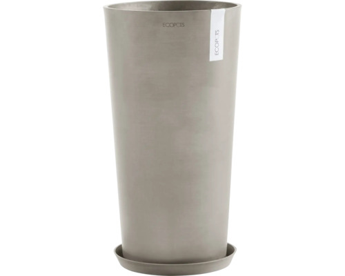 Grand pot de fleurs en plastique avec soucoupe assortie