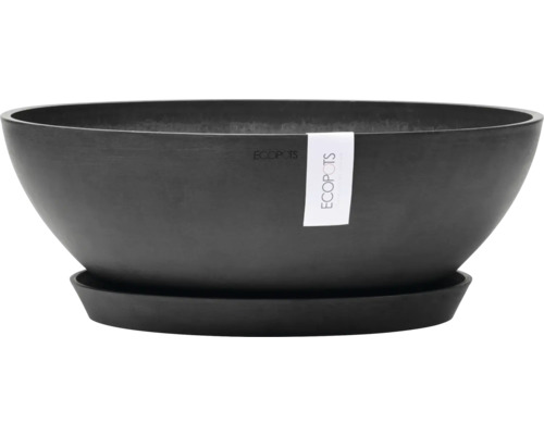 Cache-pot noir Ecopots avec soucoupe