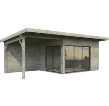 Abri de jardin Palmako Andrea 11,2+7,9 m² porte coulissante verre isolant avec plancher 715 x 402 cm gris