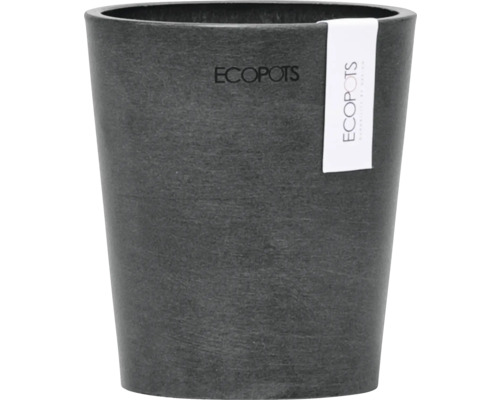 Vase de fleurs Ecopots Morinda plastique Ø 9,8 cm 11 x 11 x 12,5 cm gris foncé Pot de fleurs en plastique