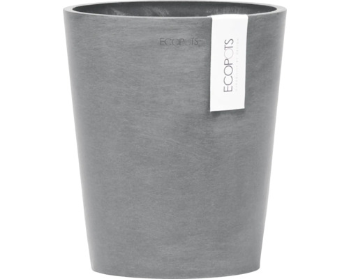 Vase de fleurs Ecopots Morinda plastique Ø 15,5 cm 17,1 x 17,1 x 19,5 cm gris Pot de fleurs gris avec étiquette