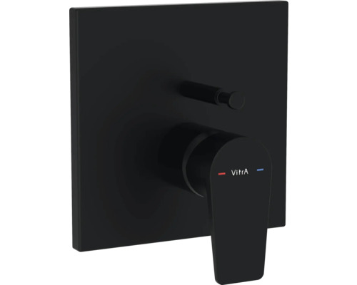 VitrA Badewannenarmatur Unterputz FLOW SQUARE schwarz matt ohne Unterputzgrundkörper A4323836EXP Schwarze Unterputz-Armatur mit Hebel und Vitra Logo