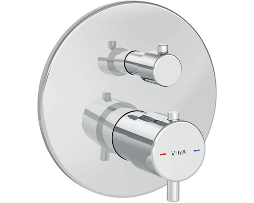 Thermostat de baignoire encastré VitrA Flow Soft chrome A43258EXP sans corps de base à encastrer Robinet de lavabo Vitra avec plaque de recouvrement ronde