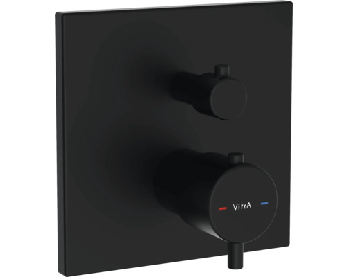 VitrA Unterputz Thermostat Badewanne FLOW SQUARE schwarz matt ohne Unterputzgrundkörper A4326836EXP Vitra Logo Thermostatbatterie für Dusche