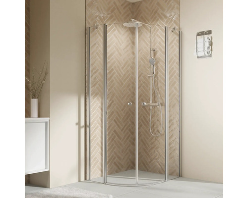 Runddusche mit Drehtür BREUER Elana 2.0 Express Q72 90 x 90 x 200 cm Profil chrom Klarglas schmutzabweisende Glasbeschichtung Runddusche mit Drehtür BREUER Elana 2.0 Express Q72 90 x 90 x 200 cm Profil chrom Klarglas schmutzabweisende Glasbeschichtung