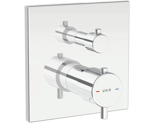VitrA Unterputz Thermostat Dusche FLOW SQUARE chrom ohne Unterputzgrundkörper A43358EXP Vitra Logo Aufputz-Thermostatbatterie für Badezimmer