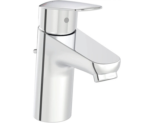 Robinet basse pression à levier unique VitrA robinet de lavabo FLOW ROUND chrome avec vidage à tirette A43493ND Mitigeur monocommande pour lavabo en métal