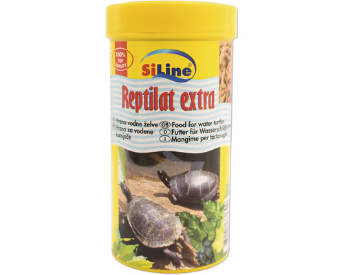 Wasserschildkrötenfutter SiLine Reptilat Schildkrötenfutter 250 ml Siline Reptilat Extra Futter für Wasserschildkröten in gelber Dose