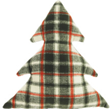 Coussin décoratif en forme de sapin avec motif à carreaux
