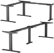 Eck-Tischgestell E-CORNER 3-stufig elektrisch höhenverstellbar 640-1290 mm schwarz 3 Motoren