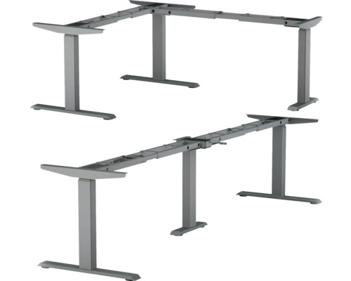 Piètement de table d'angle E-CORNER hauteur réglable électriquement sur 3 niveaux 640-1290 mm anthracite 3 moteurs