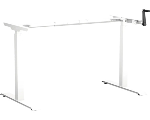 Piètement de table M-SMART Spin hauteur réglable avec manivelle 695-1135 mm blanc Structure de bureau réglable en hauteur avec manivelle