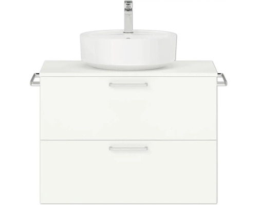 Badmöbel-Set NOBILIA Modern BxHxT 80 x 59,1 x 49 cm Frontfarbe weiß mit Aufsatz-Waschbecken Griff chrom matt 641 Badmöbel-Set NOBILIA Modern BxHxT 80 x 59,1 x 49 cm Frontfarbe weiß mit Aufsatz-Waschbecken Griff chrom matt 641